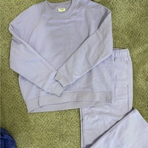 Comfrt Lavender Track Jogger Set - Women's Cozy Sweatshirt & Pants